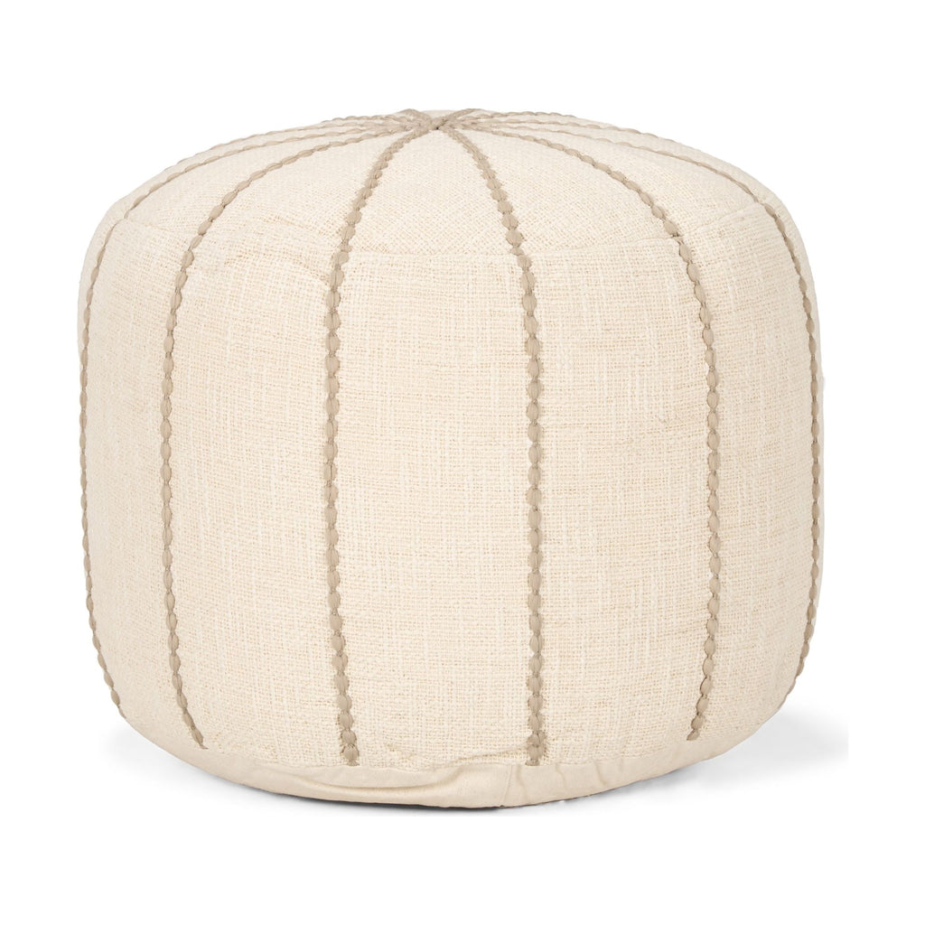Sachi Beige w/ Stitching Pouf - Light House Co.