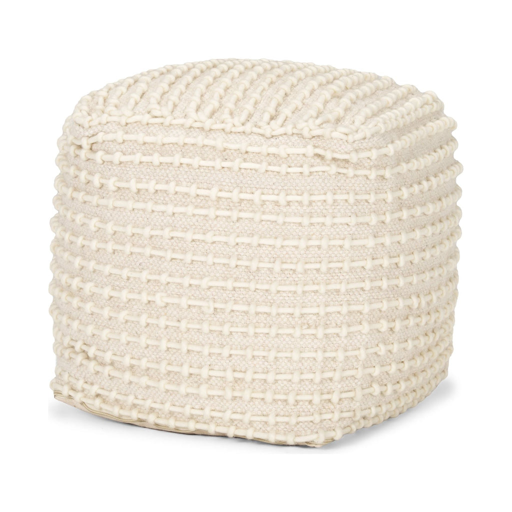 Sakaye Beige w/ Cream Stitched Patterned Pouf - Light House Co.