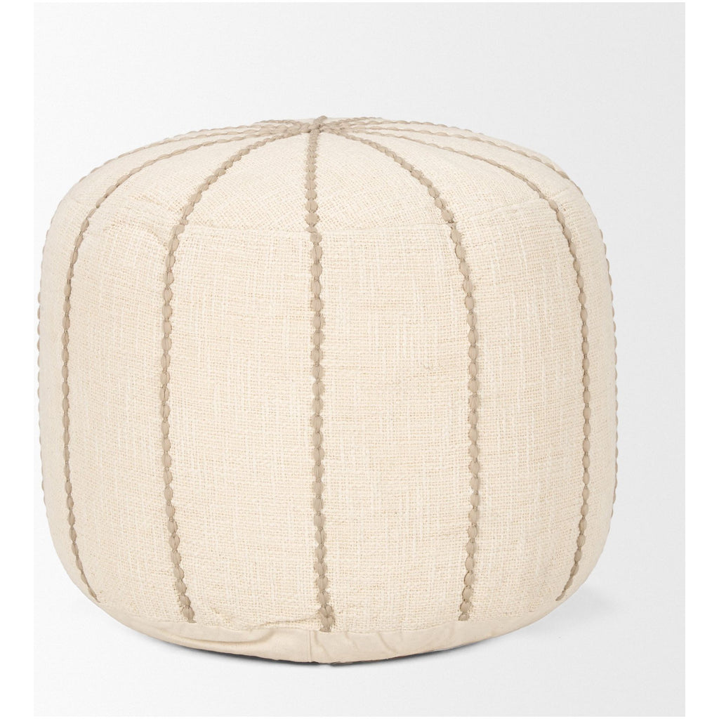 Sachi Beige w/ Stitching Pouf - Light House Co.