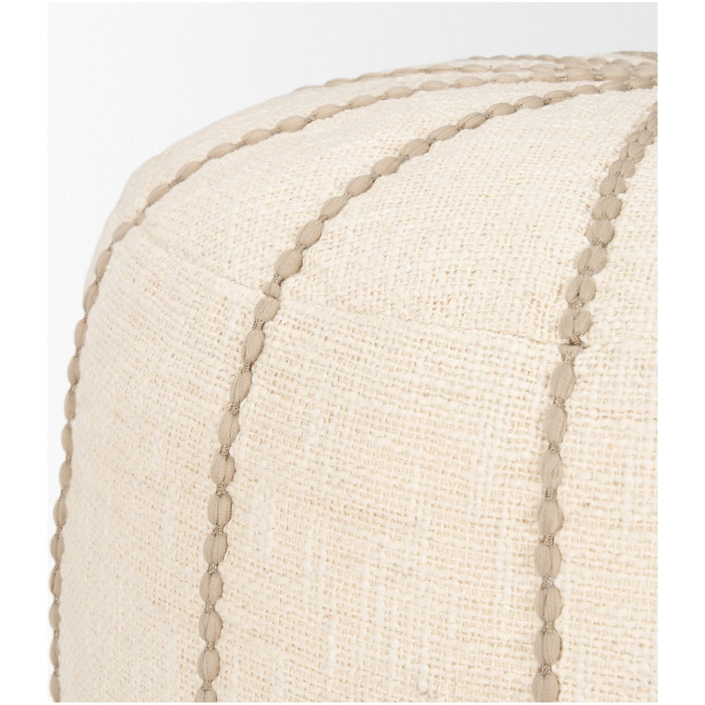 Sachi Beige w/ Stitching Pouf - Light House Co.