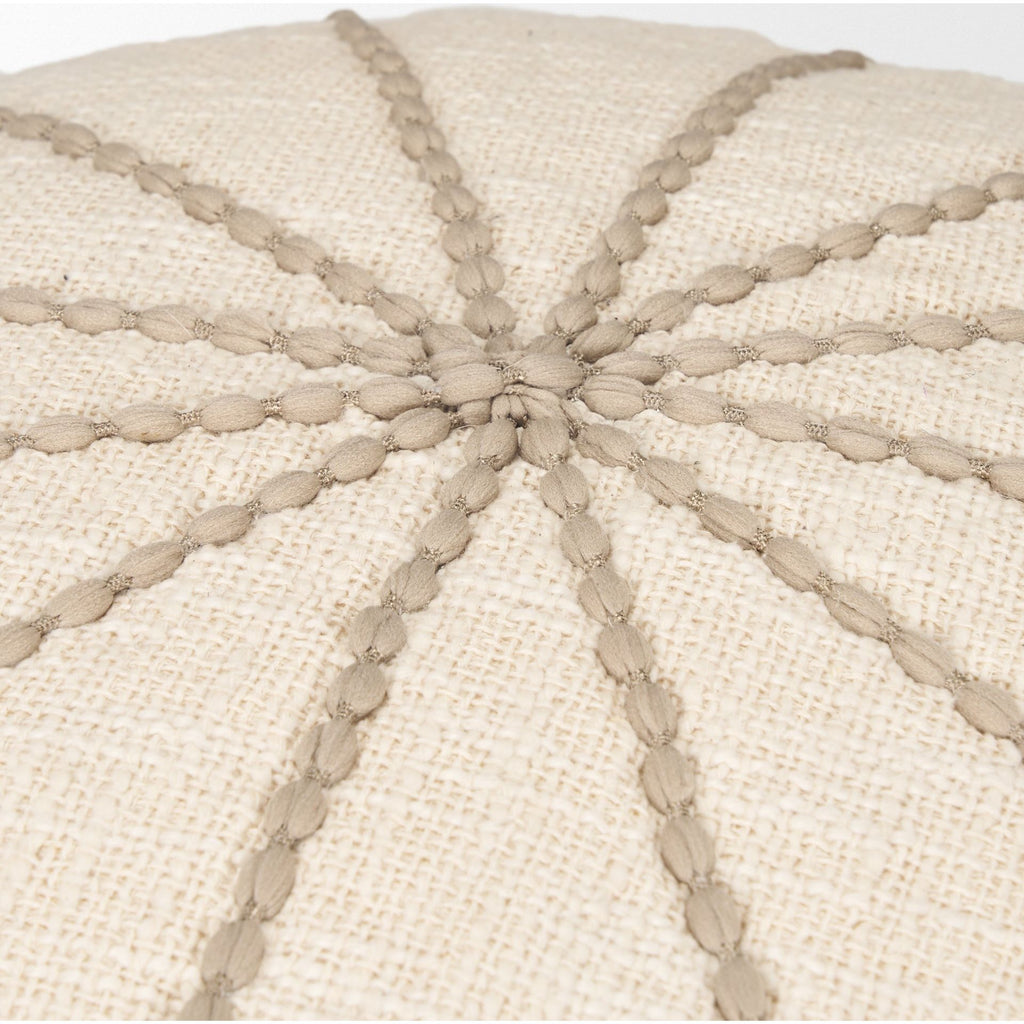 Sachi Beige w/ Stitching Pouf - Light House Co.