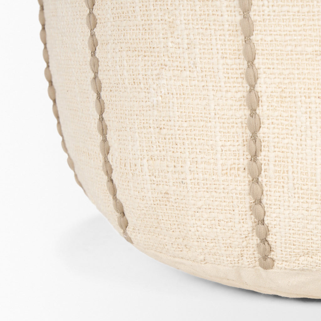 Sachi Beige w/ Stitching Pouf - Light House Co.