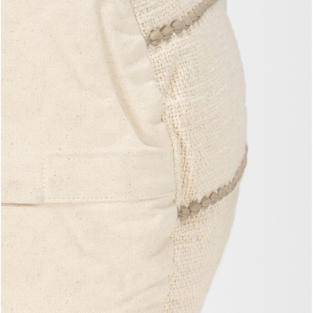 Sachi Beige w/ Stitching Pouf - Light House Co.