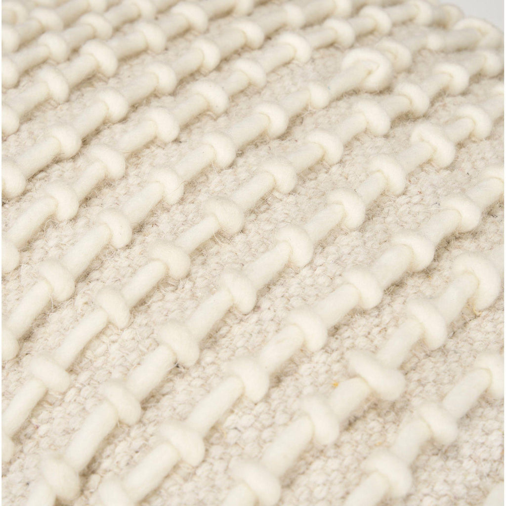 Sakaye Beige w/ Cream Stitched Patterned Pouf - Light House Co.