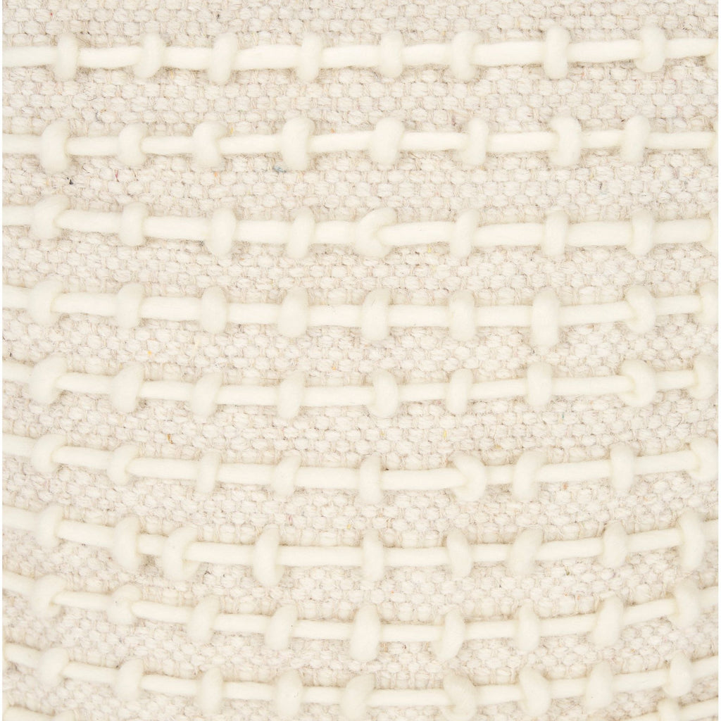 Sakaye Beige w/ Cream Stitched Patterned Pouf - Light House Co.