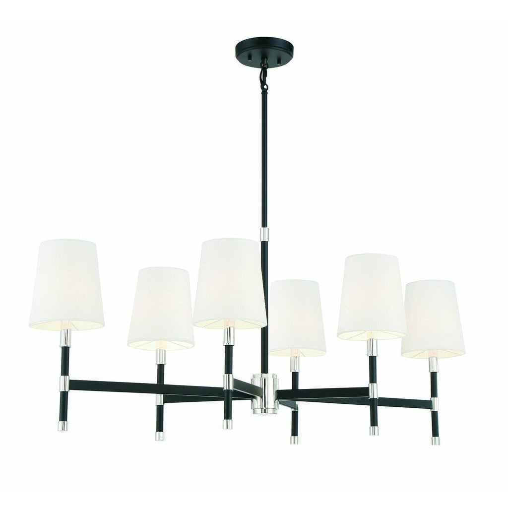 Brody 6-Light Linear Chandelier in Matte Black with Polished Nickel Accents
