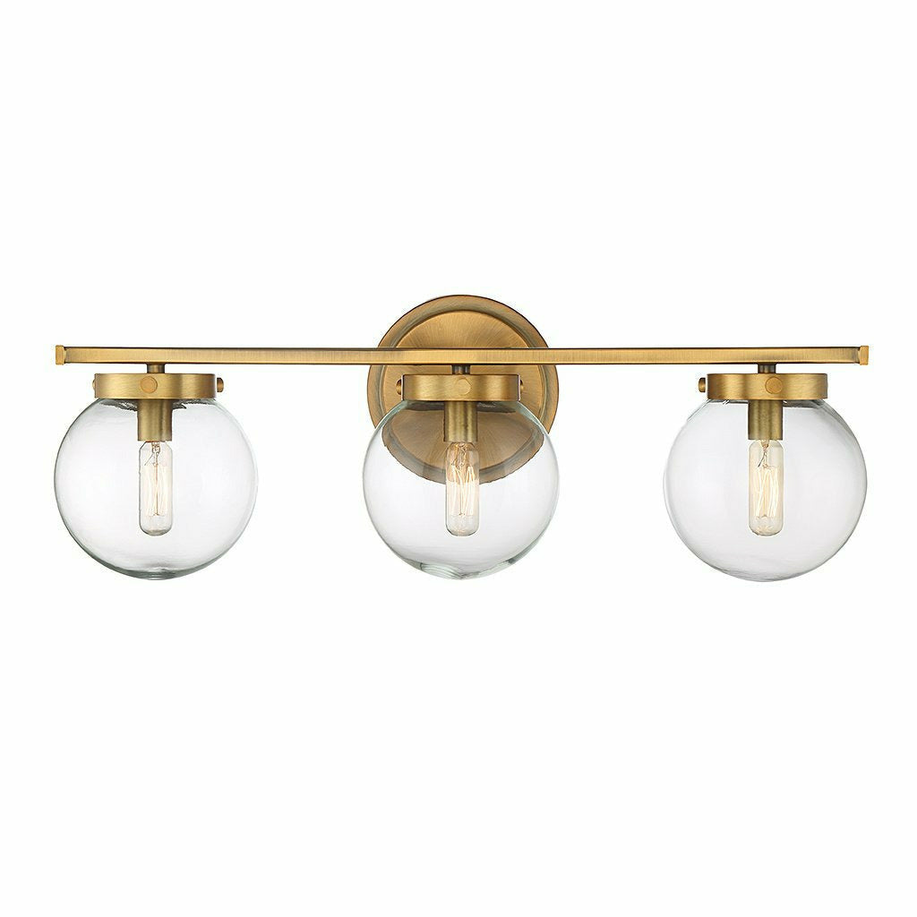 Edie 3-Light Vanity | Natural Brass/Clear Glass