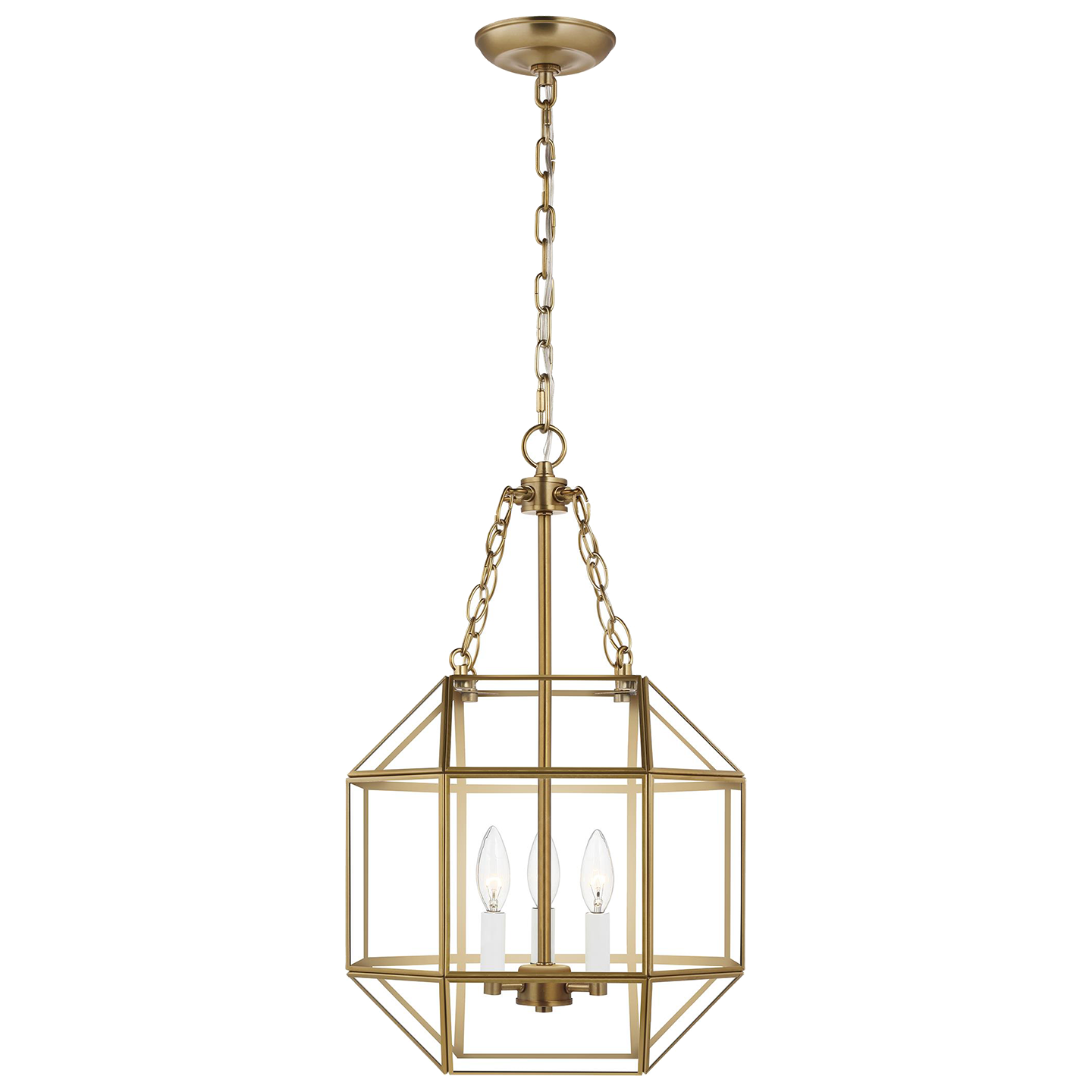 Anover Large Lantern Pendant, Satin Brass