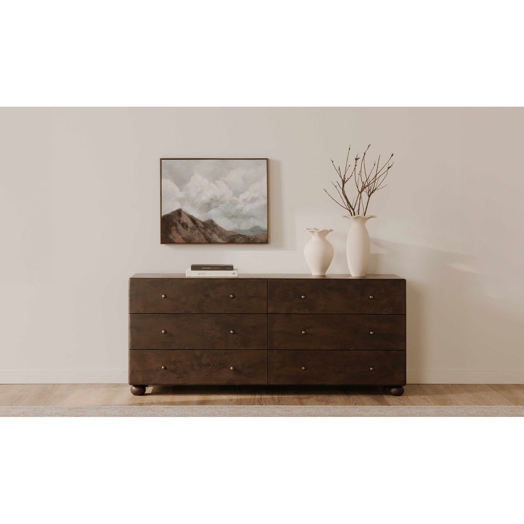 York Dark Brown 6 Drawer Dresser - Light House Co.