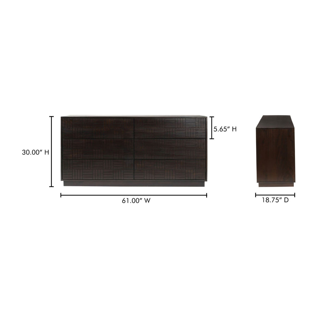 Denman Dark Brown 6 Drawer Dresser - Light House Co.