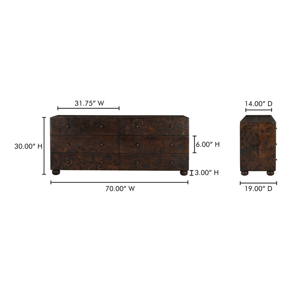 York Dark Brown 6 Drawer Dresser - Light House Co.