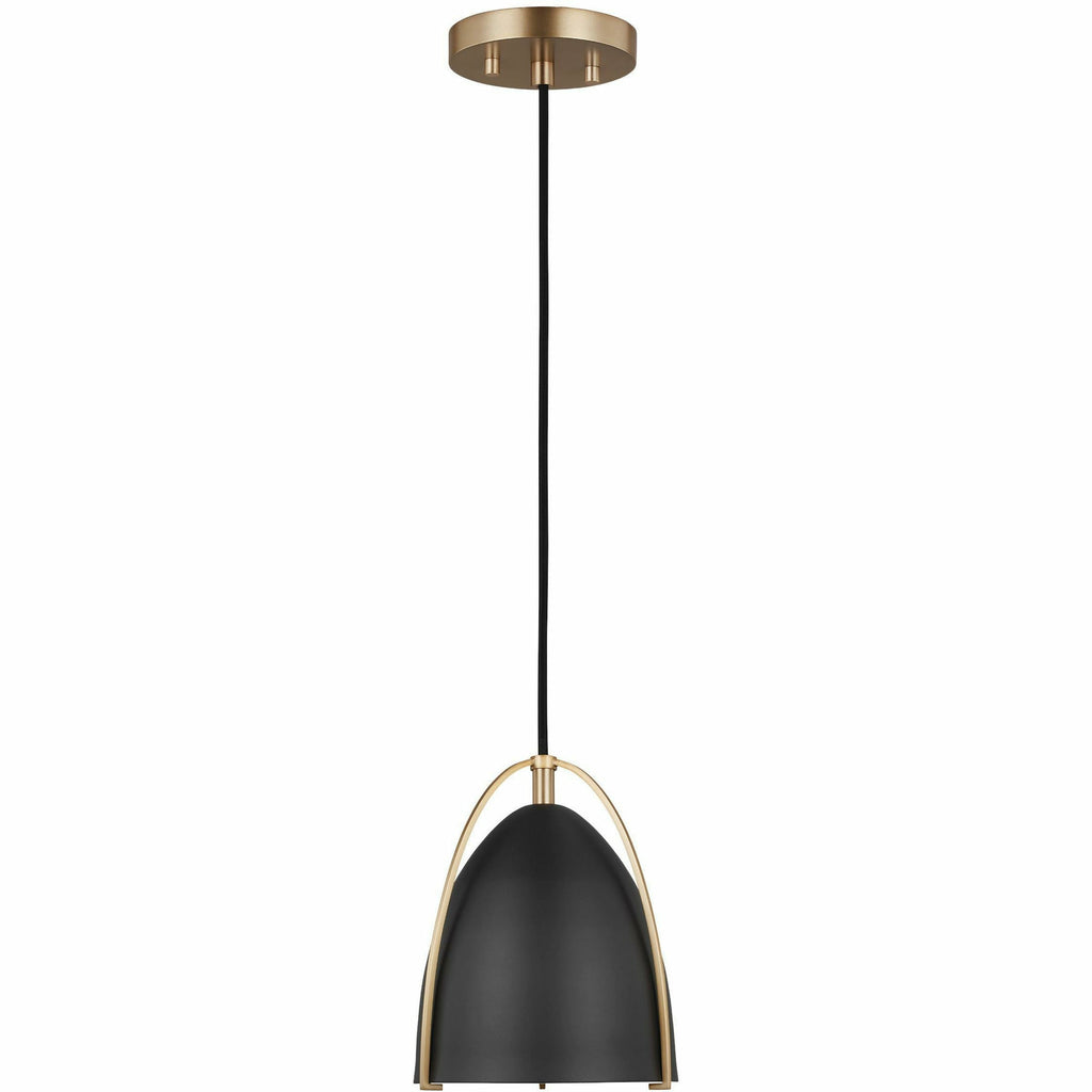 Mini Norman One Light Pendant | Satin Brass/Black