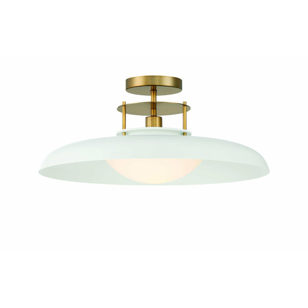 Gavin 1-Light Ceiling-Light in White with Warm Brass Accents