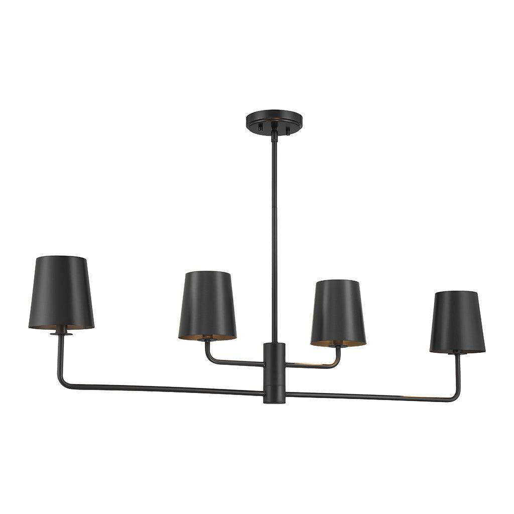 4-Light Linear Chandelier in Matte Black - Light House Co.