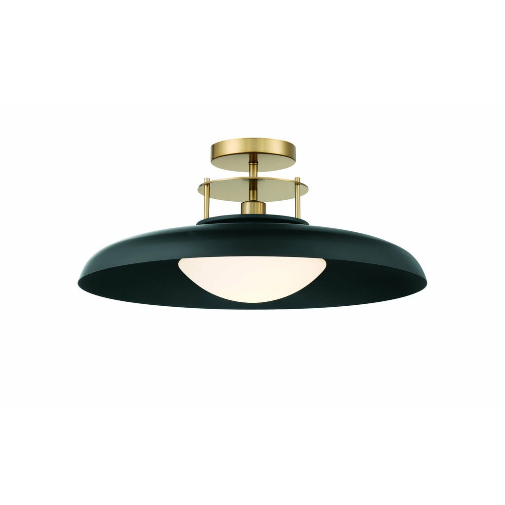 Gavin 1-Light Ceiling-Light in Matte Black with Warm Brass Accents