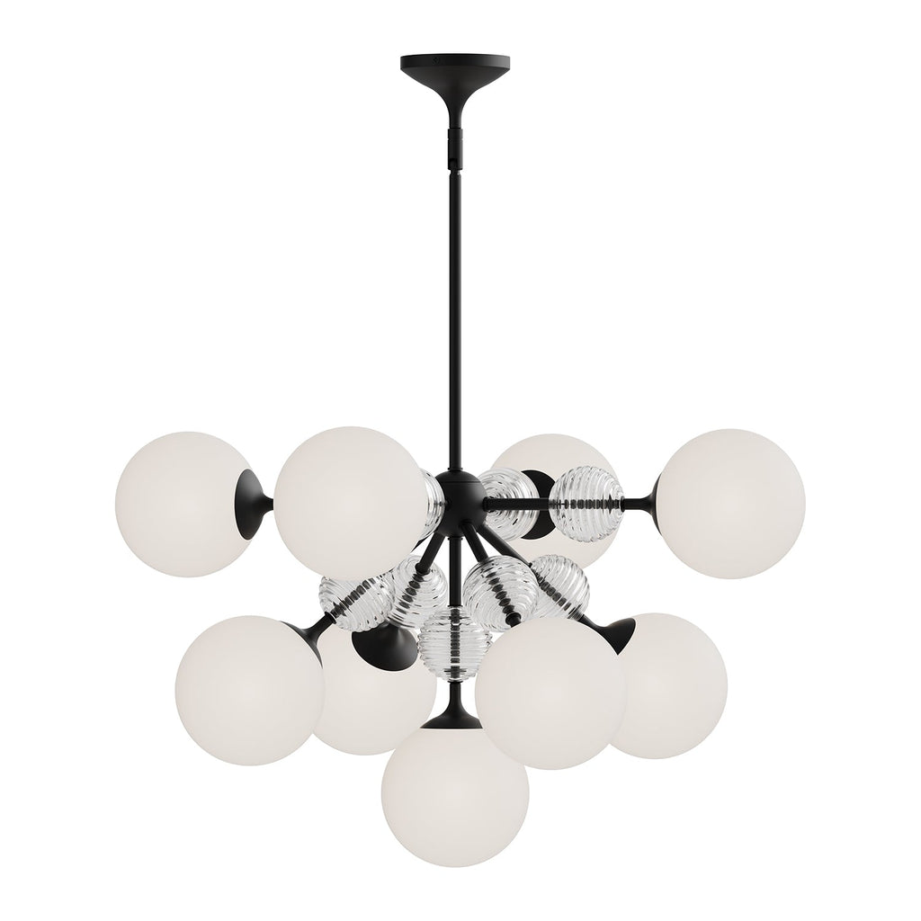 Large Celia Chandelier - Matte Black/Opal Glass | Open Box - Light House Co.