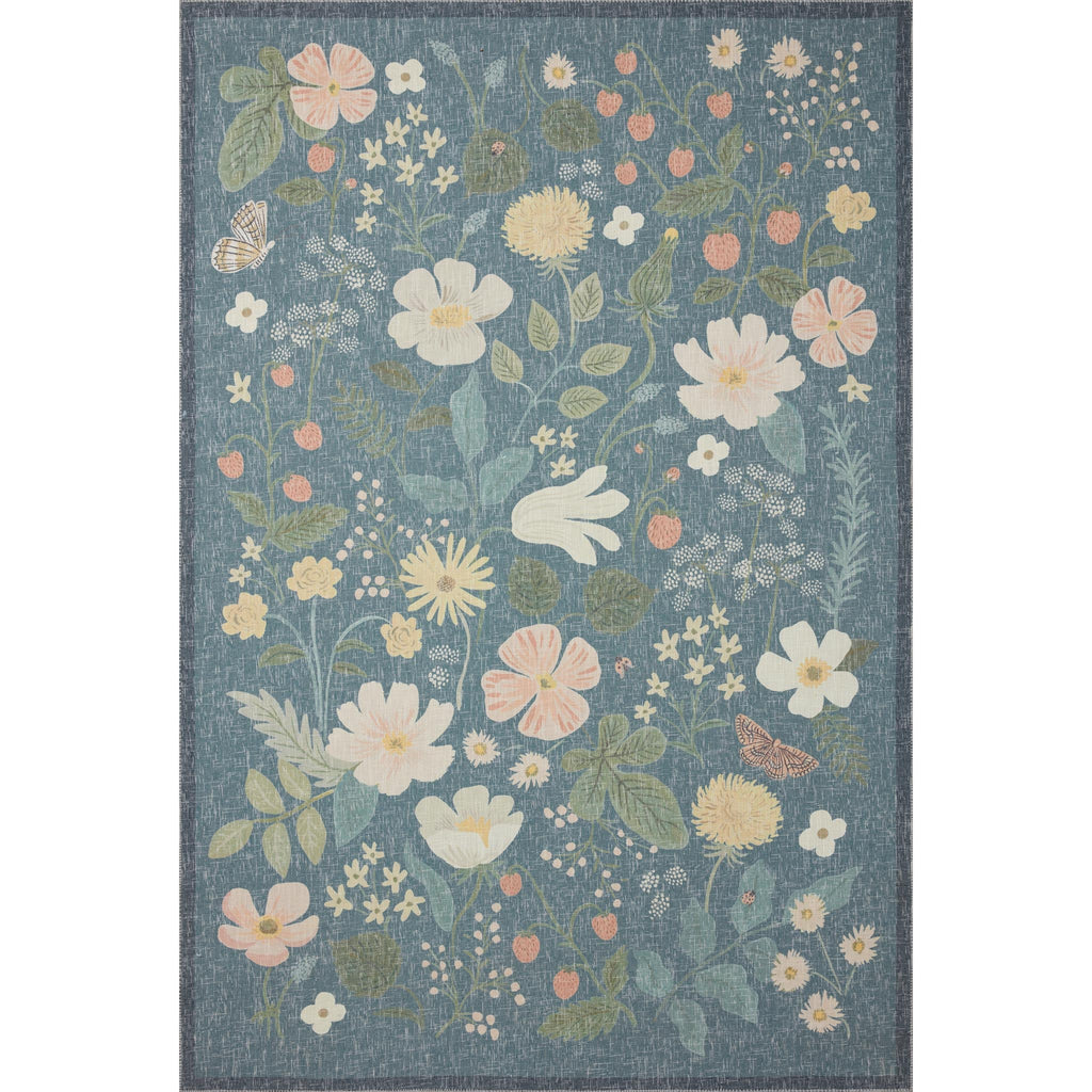 Cotswolds Strawberry Fields / Teal | Rifle Paper Co. Rugs x Loloi - Light House Co.