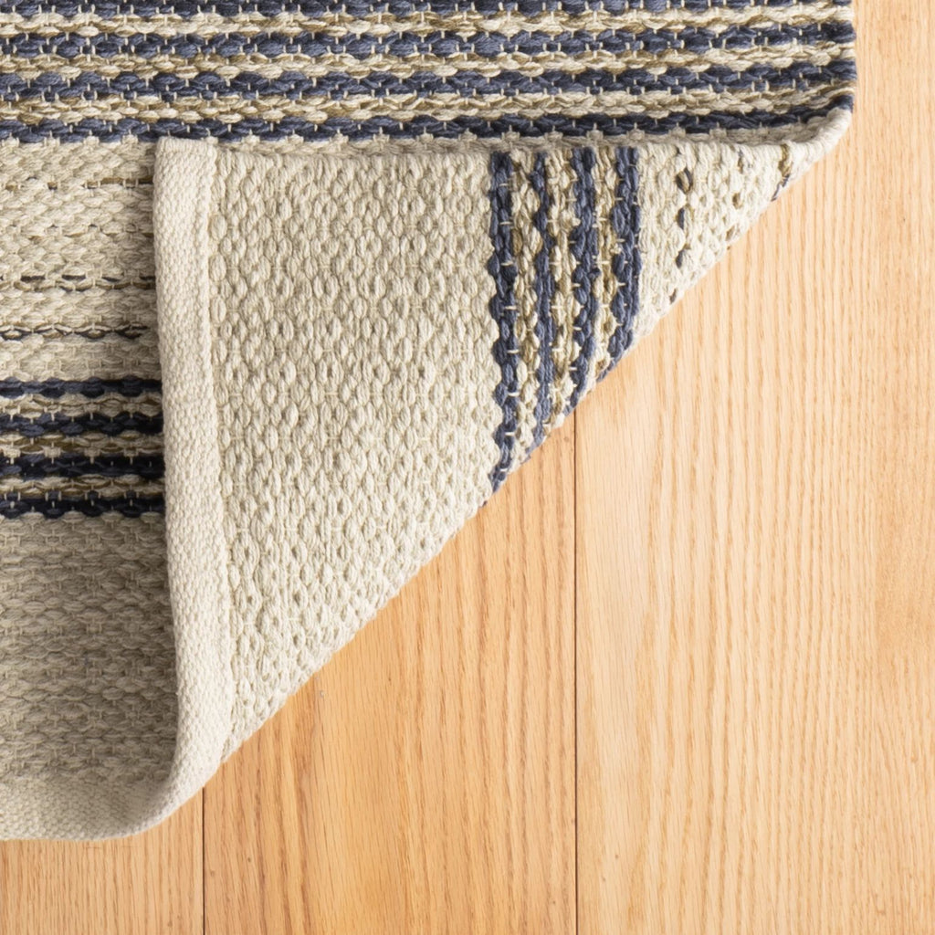 Cielo Stripe Navy Handwoven Cotton Rug - Light House Co.