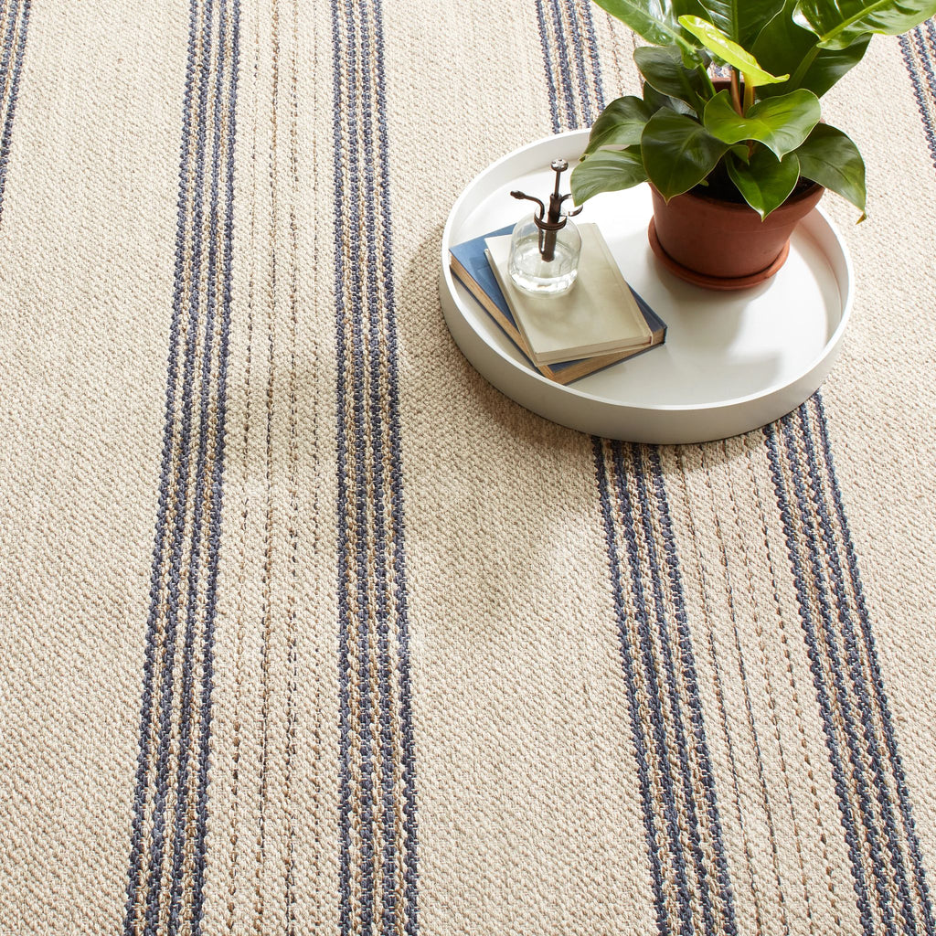 Cielo Stripe Navy Handwoven Cotton Rug - Light House Co.