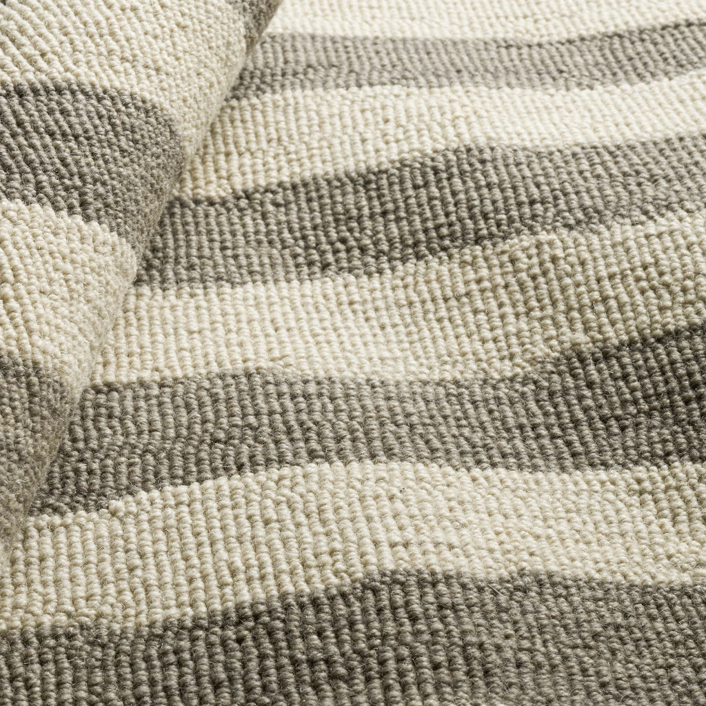 Silas Stripe Grey Hand Micro Hooked Wool Rug - Light House Co.