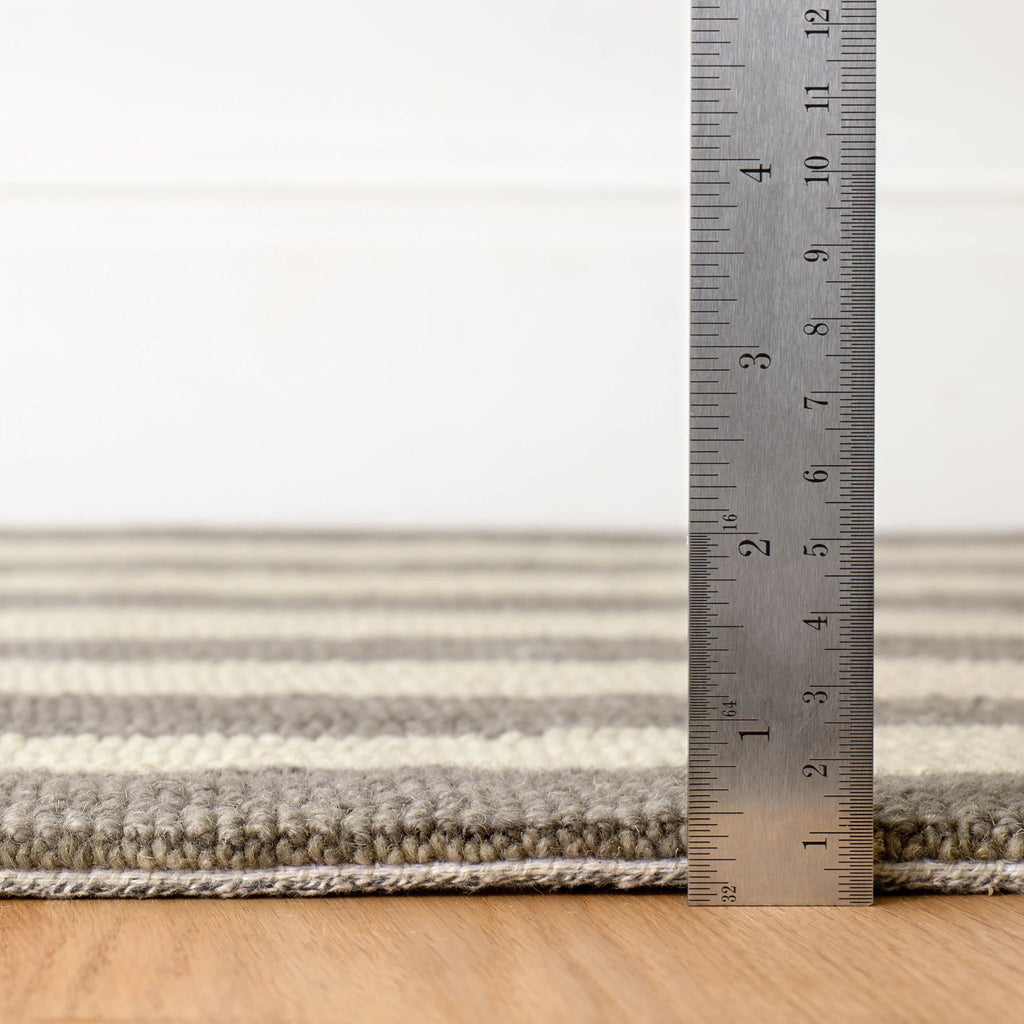 Silas Stripe Grey Hand Micro Hooked Wool Rug - Light House Co.