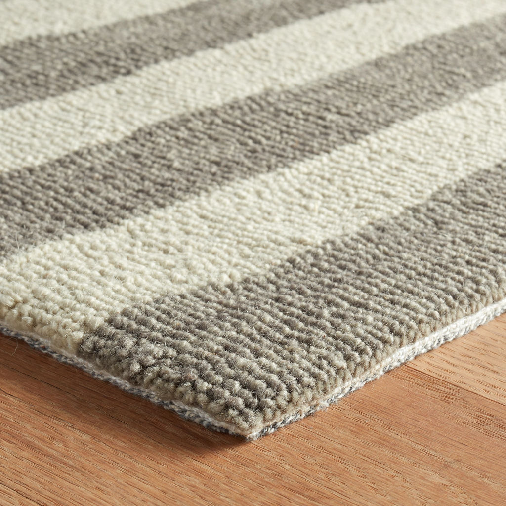 Silas Stripe Grey Hand Micro Hooked Wool Rug - Light House Co.
