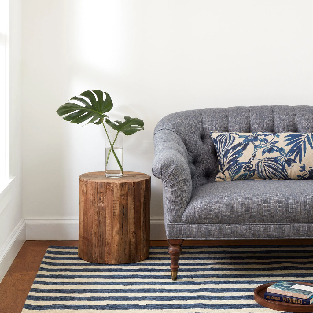 Silas Stripe Navy Hand Micro Hooked Wool Rug - Light House Co.