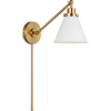 Wellfleet Single Arm Cone Sconce -Matte White/Burnished Brass | Open Box | Wall Sconce | Visual Comfort Studio - Light House Co.