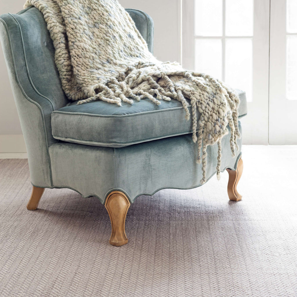 Herringbone Dove Grey Woven Cotton Rug - Light House Co.