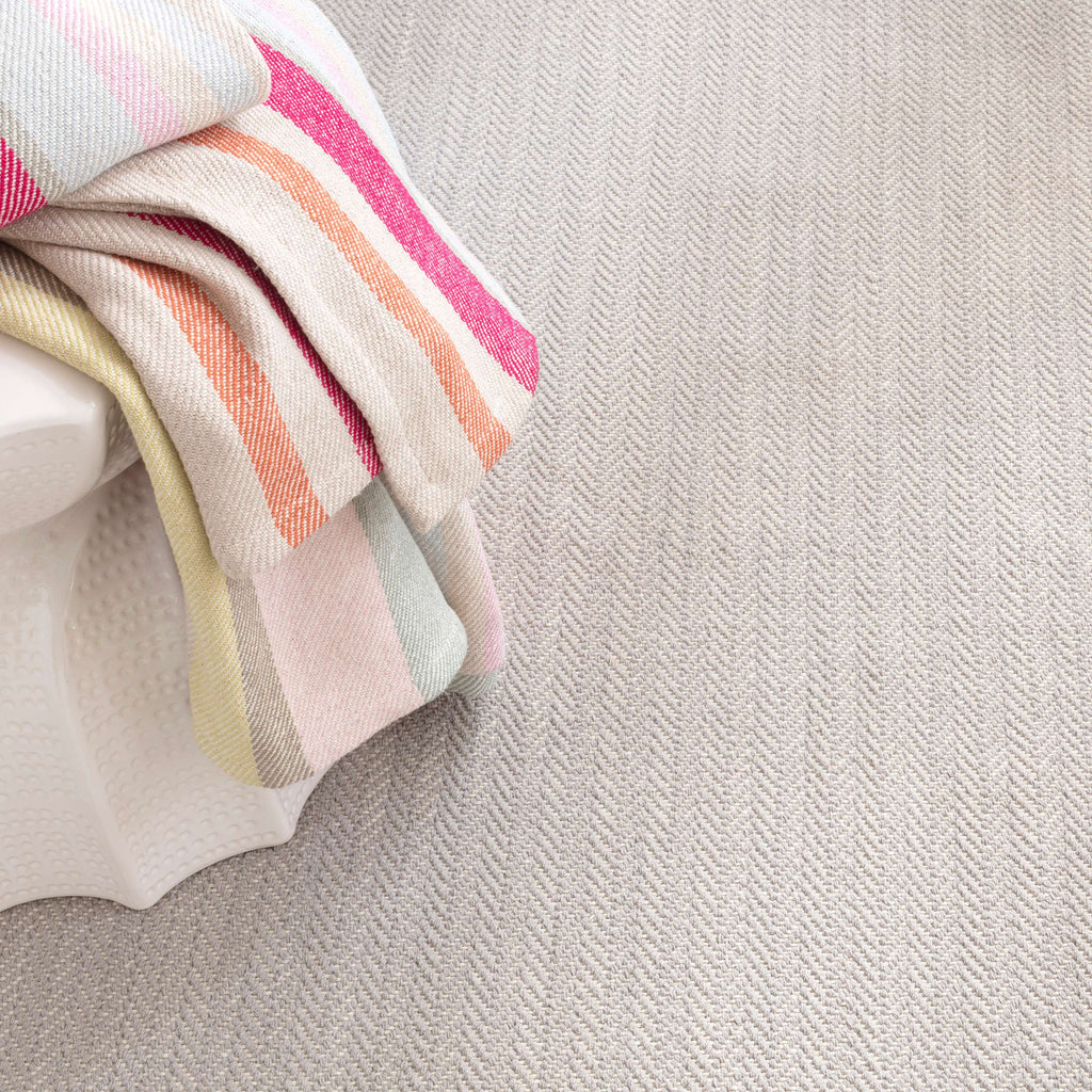 Herringbone Dove Grey Woven Cotton Rug - Light House Co.