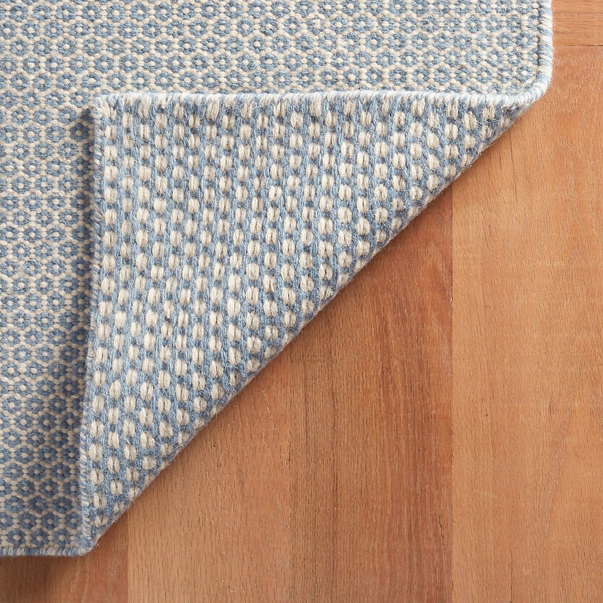 Honeycomb French Blue/Ivory Handwoven Wool Rug | Light House Co.