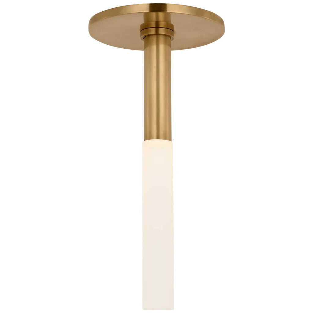 Rousseau Monopoint Flush Mount - Antique-Burnished Brass With Etched Crystal | Open Box - Light House Co.
