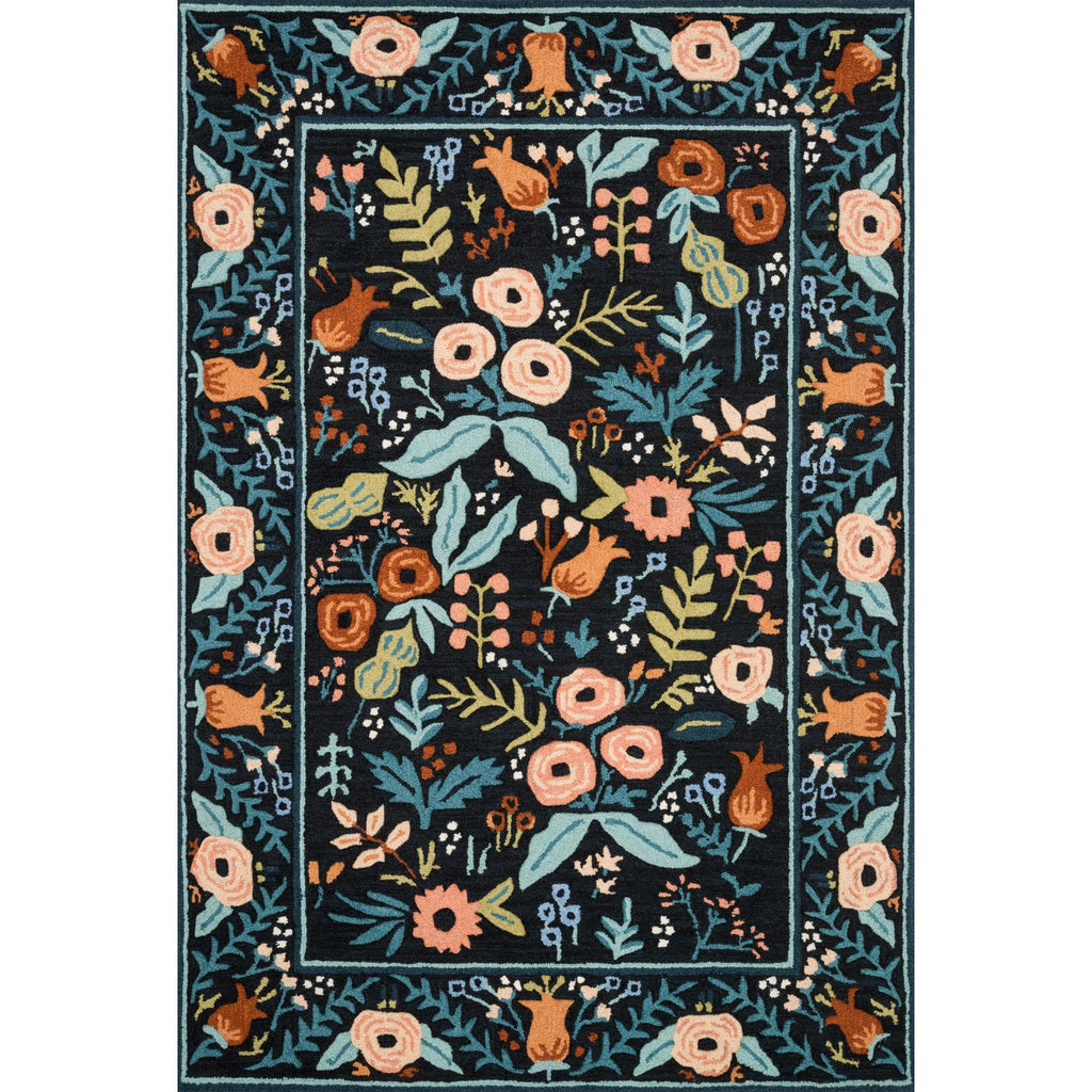 Les-Fleurs Black | Rifle Paper Co. Rugs x Loloi - Light House Co.