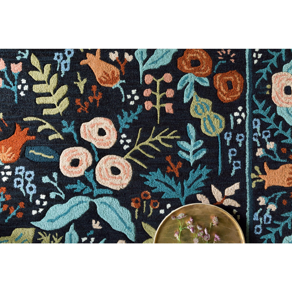 Les-Fleurs Black | Rifle Paper Co. Rugs x Loloi - Light House Co.