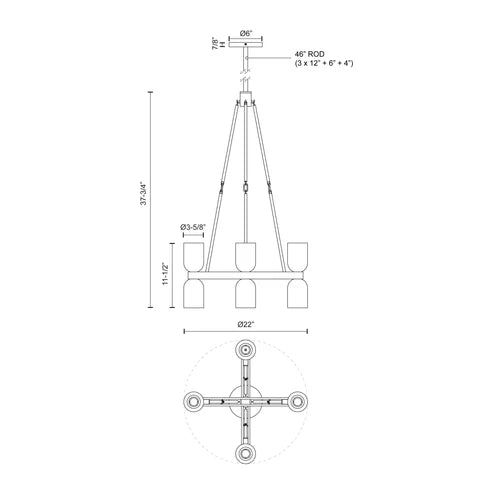 Lucian 22-in Chandelier - Light House Co.
