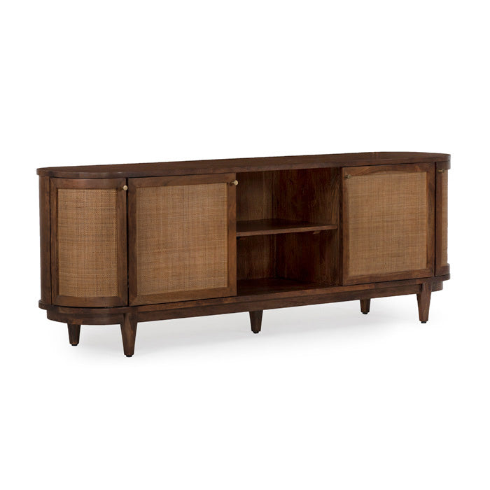Canggu 84″ Cane Solid Wood Media Stand – Porto - Light House Co.