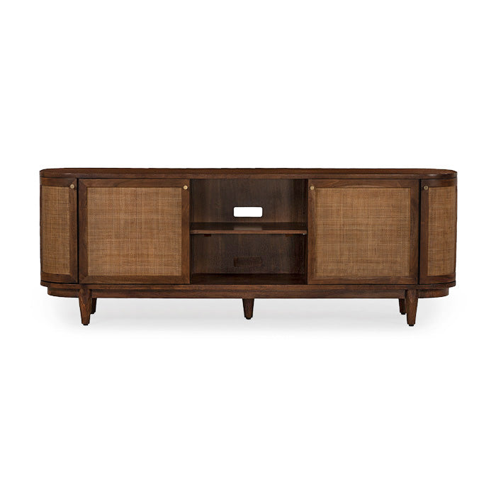 Canggu 84″ Cane Solid Wood Media Stand – Porto - Light House Co.