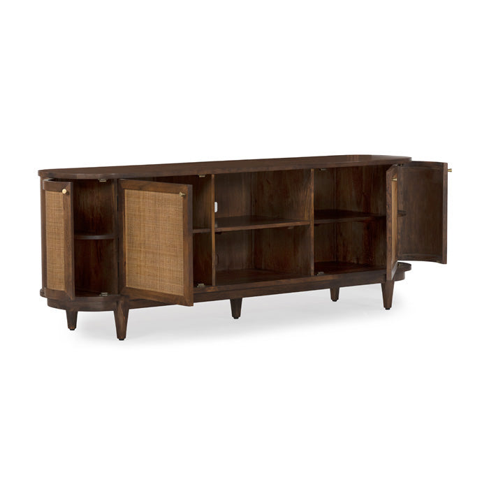 Canggu 84″ Cane Solid Wood Media Stand – Porto - Light House Co.