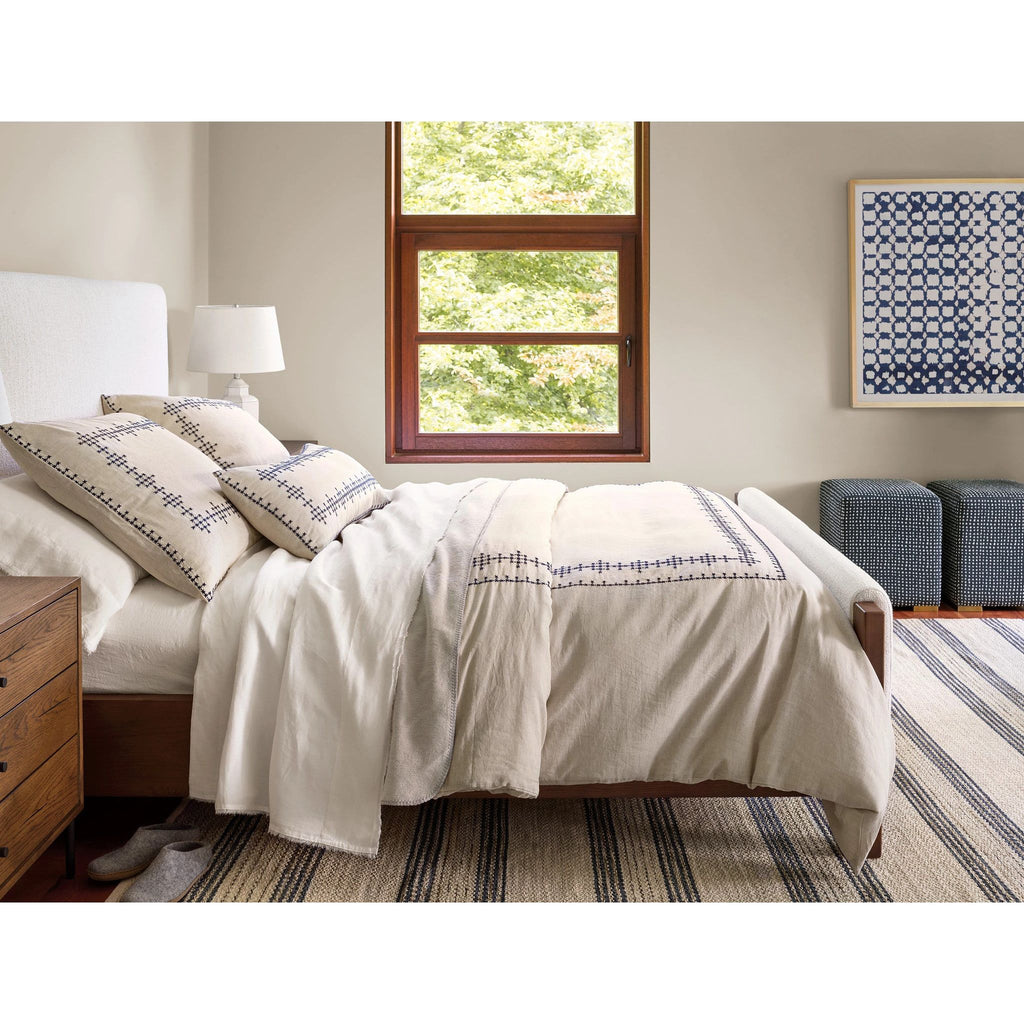 Cielo Stripe Navy Handwoven Cotton Rug - Light House Co.