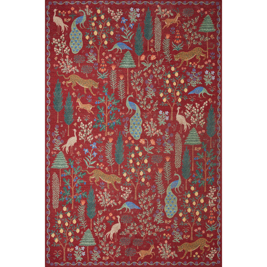 Menagerie Menagerie Forest / Crimson | Rifle Paper Co. Rugs x Loloi - Light House Co.