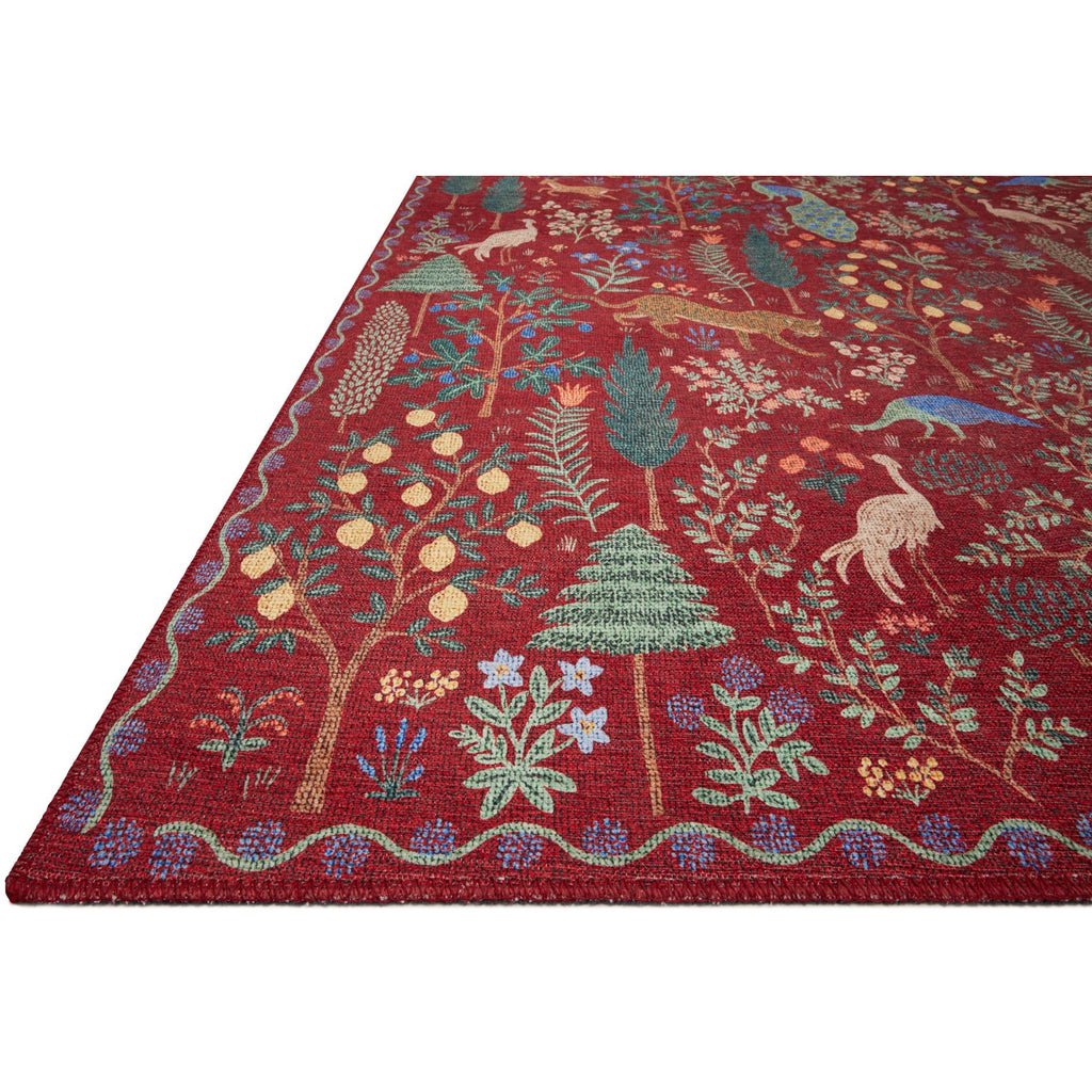 Menagerie Menagerie Forest / Crimson | Rifle Paper Co. Rugs x Loloi - Light House Co.