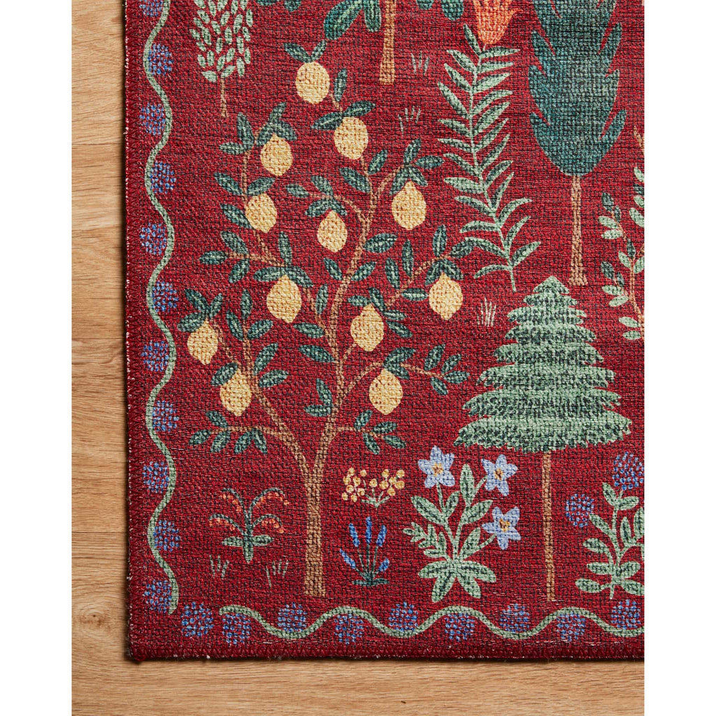 Menagerie Menagerie Forest / Crimson | Rifle Paper Co. Rugs x Loloi - Light House Co.
