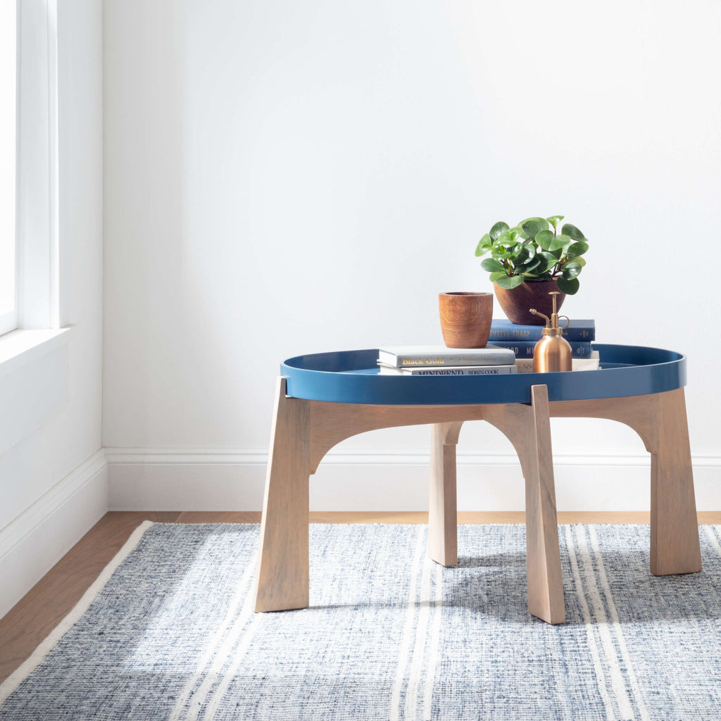 Malta Blue Woven Wool Rug - Light House Co.