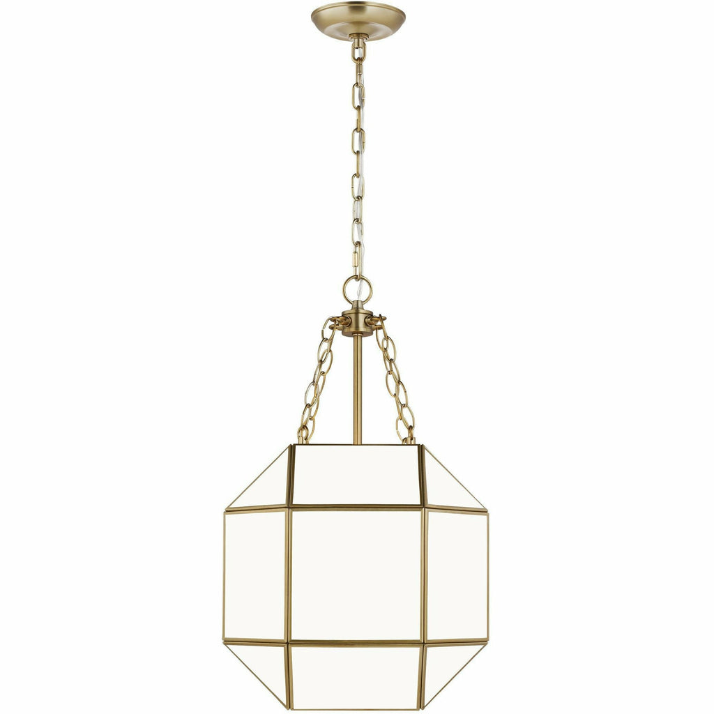 Morrison Small Lantern in Satin Brass with White Glass