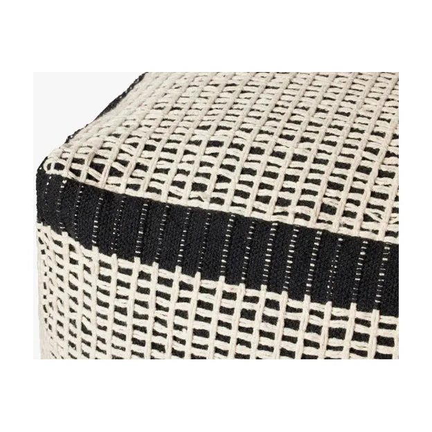 Darius Black / Ivory Pouf - Light House Co.