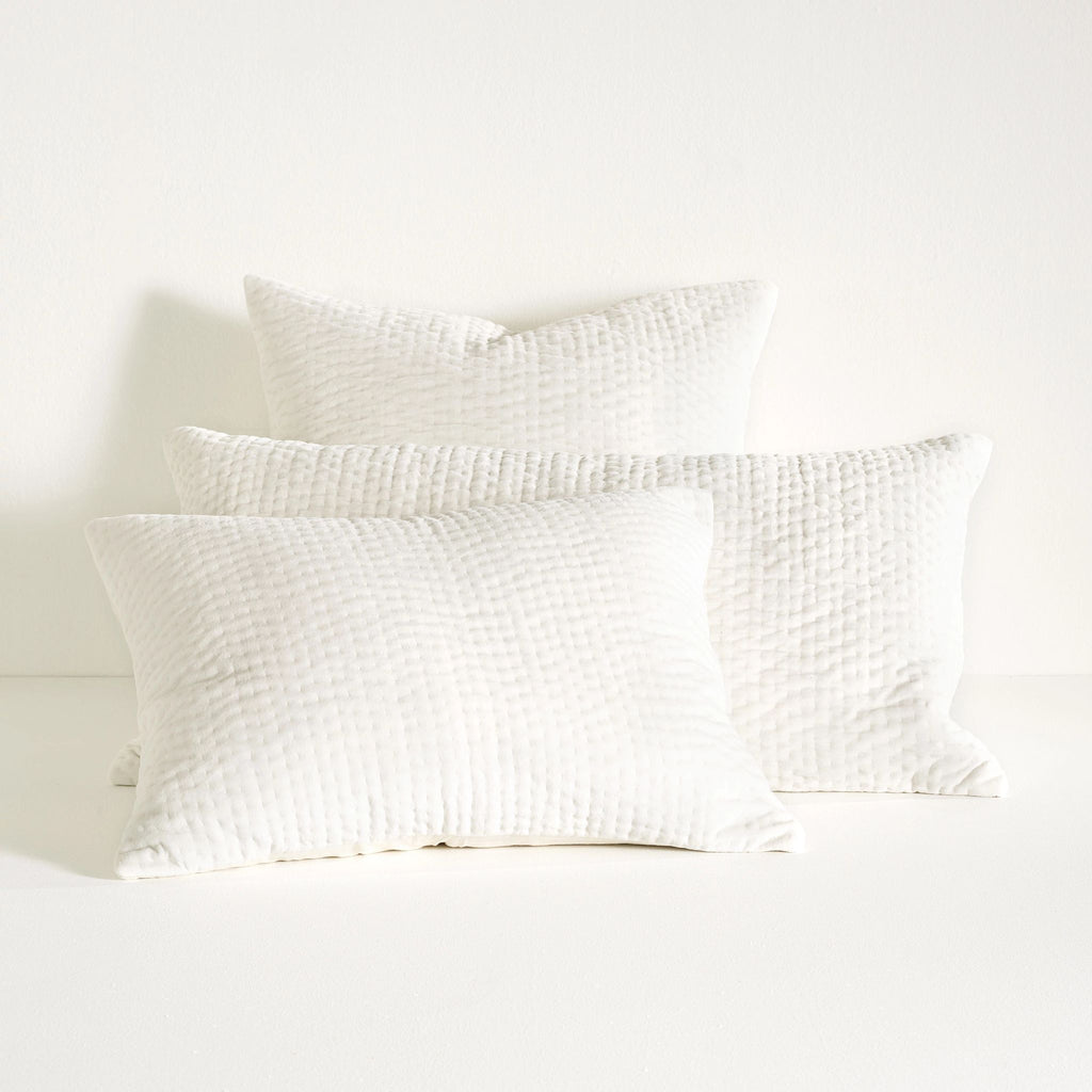 Viola Velvet Dove White Quilted Sham - Light House Co.