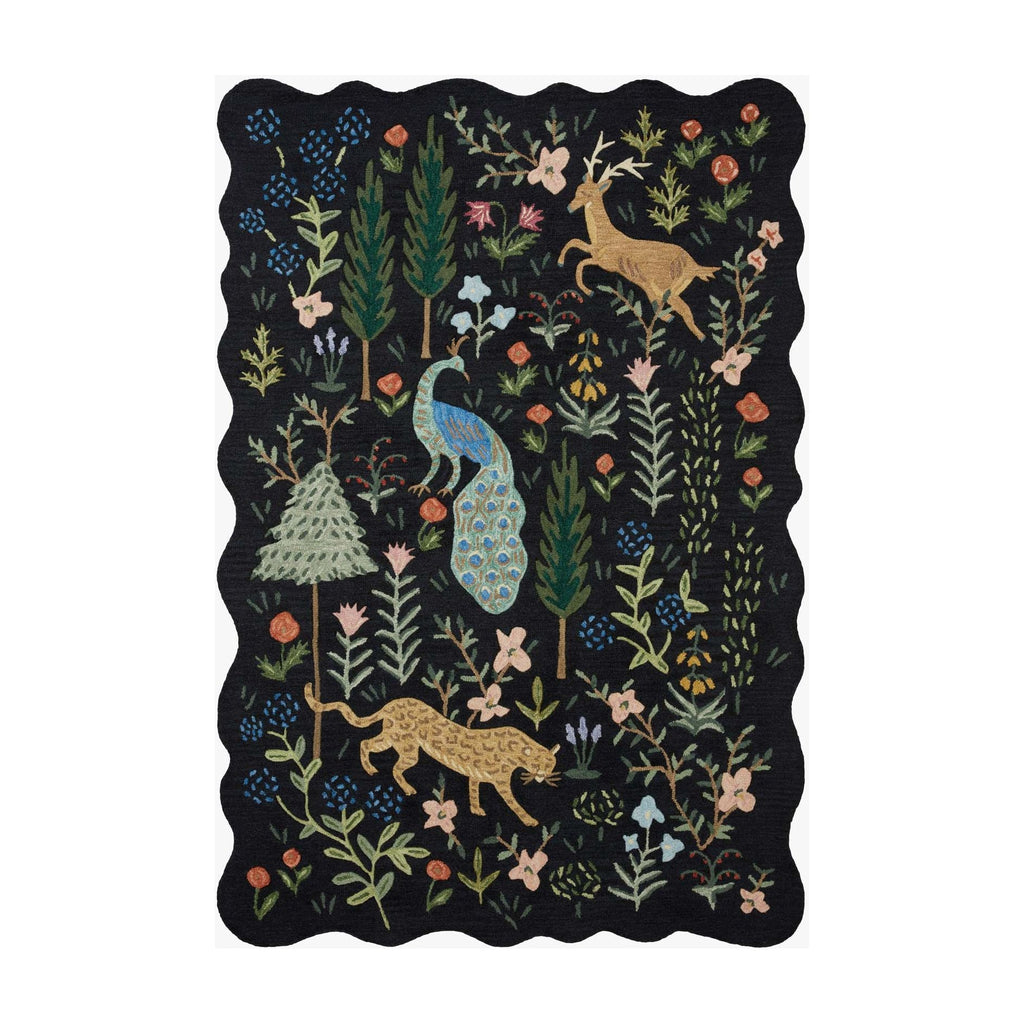 Silhouette Midnight Menagerie Black | Rifle Paper Co. Rugs x Loloi - Light House Co.
