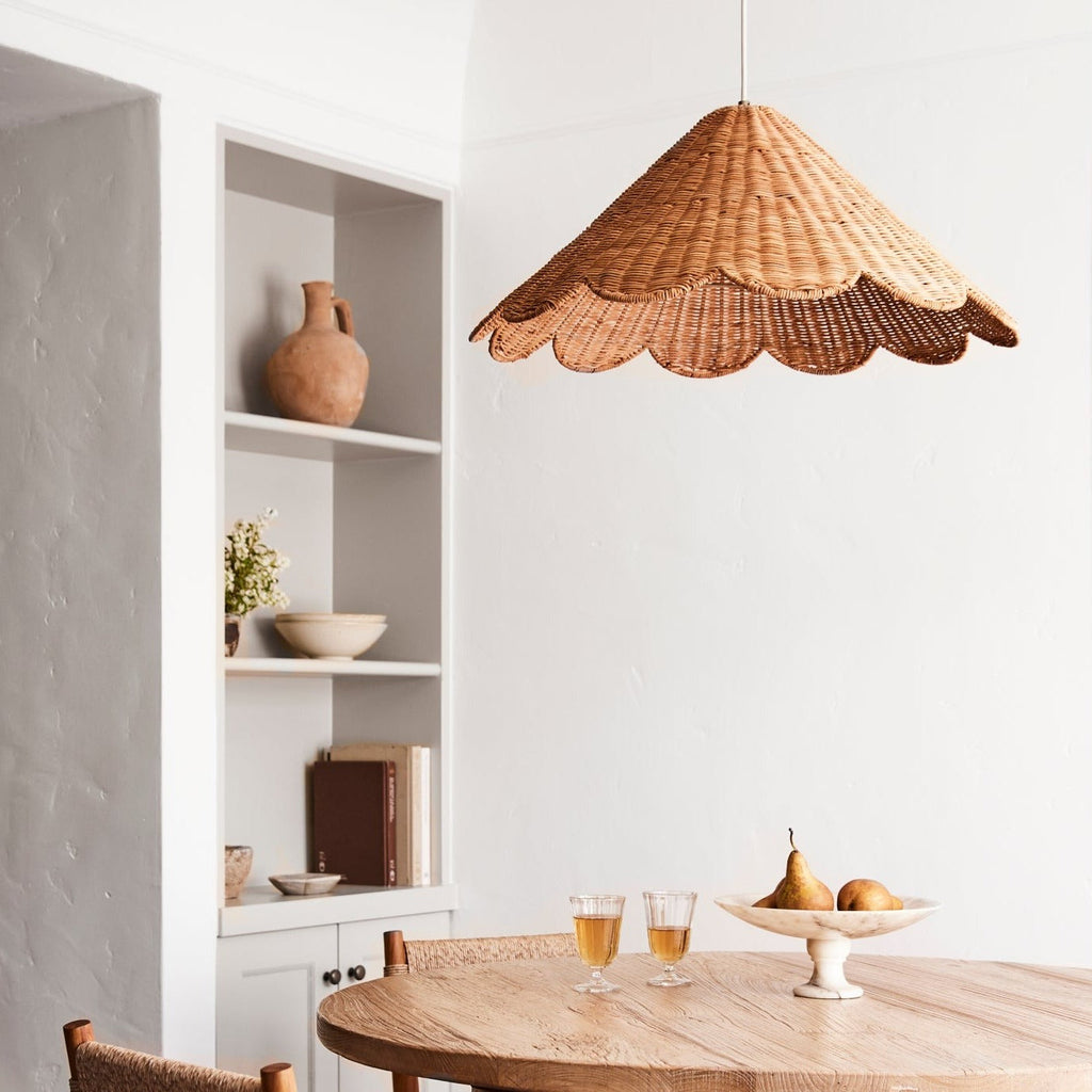 Maude Rattan Scallop Pendant - Light House Co.