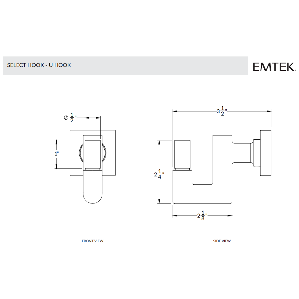 Select Square Stem with Knurled Tip U Hook | Bath Hardware | Emtek - Light House Co.