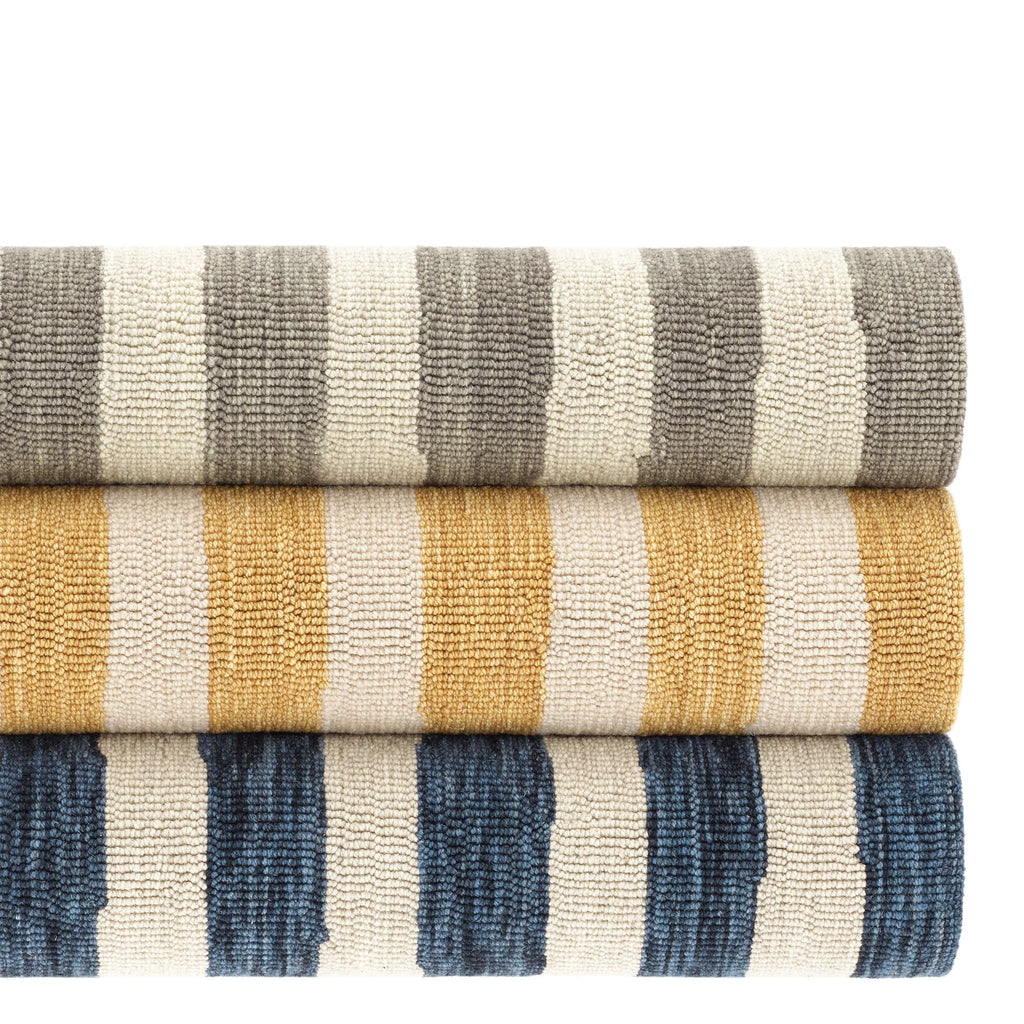 Silas Stripe Grey Hand Micro Hooked Wool Rug - Light House Co.